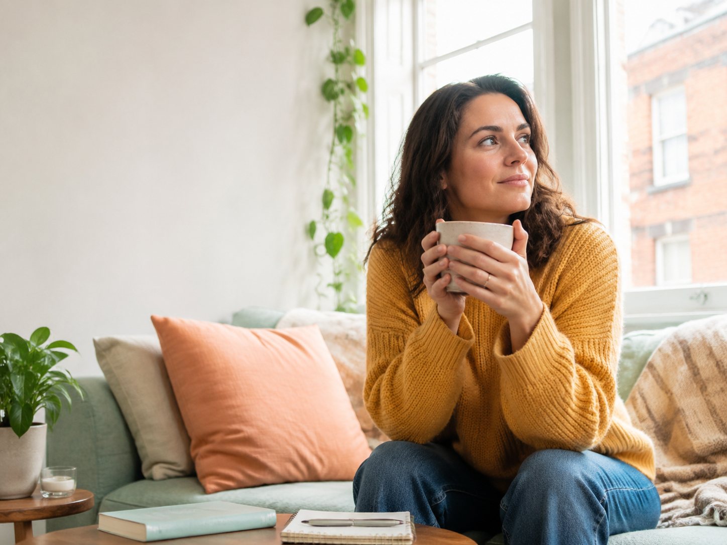 A quiet moment at home with a journal